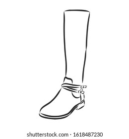 Female winter boots, vector sketch illustration 