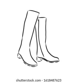Female winter boots, vector sketch illustration 