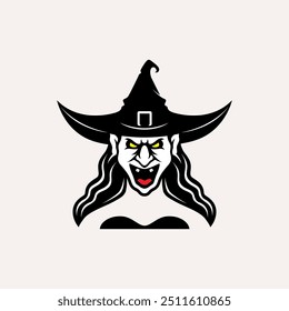 female witch scary logo design vector