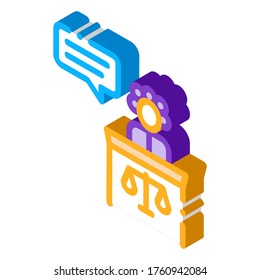 Female Witness Law And Judgement Icon Vector isometric sign. color isolated symbol illustration