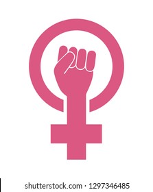 Female woman feminism protest concept. Girl power vector icon isolated on white background