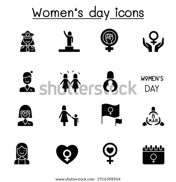 Female, woman, feminist, women’s day icons set\
vector illustration graphic\
design