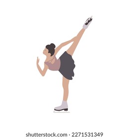 Female woman figure skater isolated on the white background. Vector.