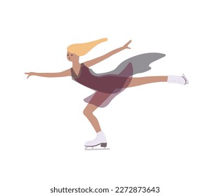 Female woman figure skater isolated on the white background. Vector.