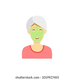 female or woman wear natural beauty mask for acne and skin care treatment illustration