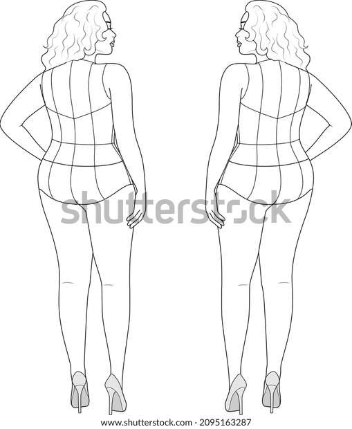 Female Women Croquis Front Back Side Stock Vector (Royalty Free ...