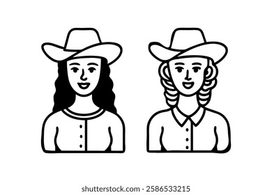 female, women girl with hat icon silhouette vector logo design archery illustration.