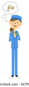 The female of the work arrive,I get a salary