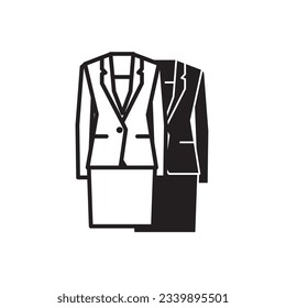 Female work clothes icon line and flat, Ootd, Outfit to work, Casual style,  Fashion Line Icon, Office wear, Woman clothes and dress collection, woman dress vector icon outline illustration.