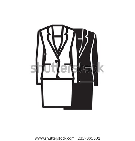 Female work clothes icon line and flat, Ootd, Outfit to work, Casual style,  Fashion Line Icon, Office wear, Woman clothes and dress collection, woman dress vector icon outline illustration.