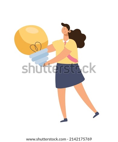 female worker with bulb character