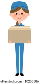 Female worker, Cardboard box
