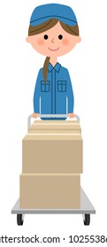 Female worker, Cardboard box