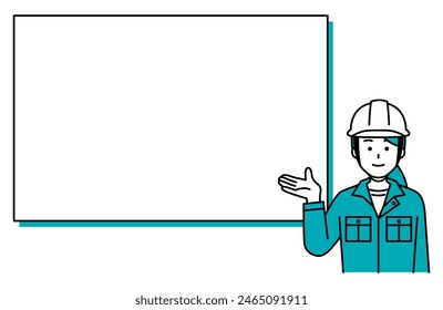 Female worker explaining on whiteboard