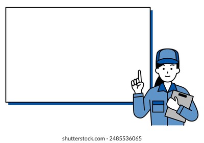 Female worker explaining on a whiteboard