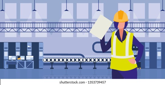 Female Worker Factory Workplace Stock Vector (Royalty Free) 1353739457 ...