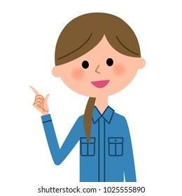 Female worker, Finger pointing
