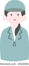 Female worker with hat facing colored front