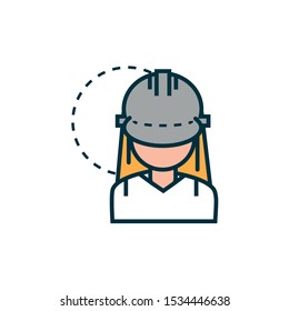 female worker with helmet work tools engineering icon vector illustration