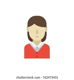Female worker icon flat. Isolated symbol on occupation topic with female worker, woman and character meaning female worker icon vector illustration.