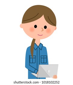 Female worker, Laptop