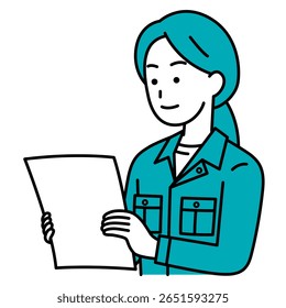 Female worker looking at documents