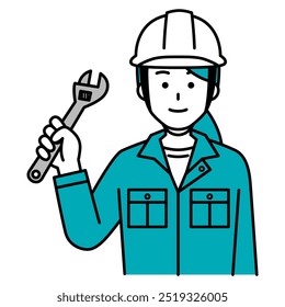 Female worker with a monkey wrench