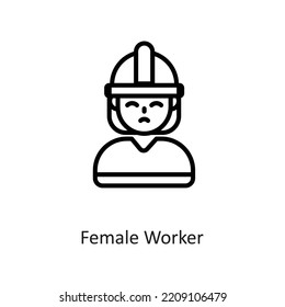 Female Worker Outline Vector Icon Design illustration on White background. EPS 10 File
