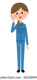 Female worker, Smart phone