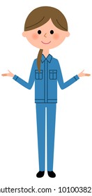 Female worker, Spread both hands