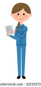 Female worker, Tablet