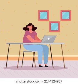 Arbeitnehmerin mit Laptop-Charakter