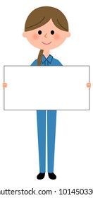 Female worker, White board