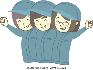 Female workers standing together with their arms around each other