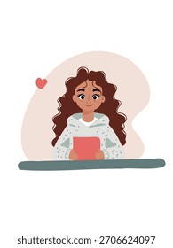 mulher trabalhando ou navegando em tablet digital