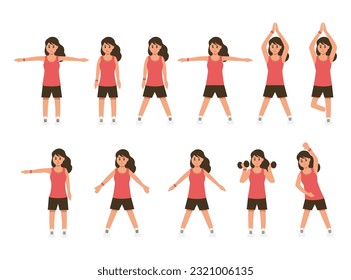 Female Workout Illustration Vector Set
