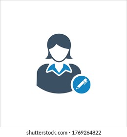 Female writer icon (vector illustration)