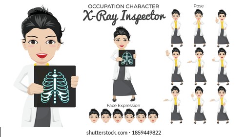 Female X-Ray Character Set with Variety of Pose and Face Expression