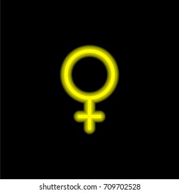 Female yellow glowing neon ui ux icon. Glowing sign logo vector