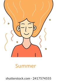 A female with yellow hair is smiling. Vector Illustration