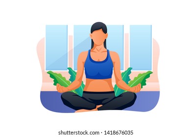 Female Yoga Instructor Vector Concept Illustration, Suitable for web landing page, ui, mobile app, editorial design, flyer, banner, and other related occasion