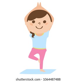 A female yoga instructor who enjoys with a smile.Illustration of occupation.