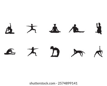 Female Yoga Silhouette Element Set