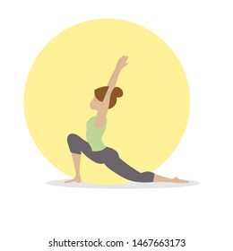 Female yoga. Vector illustration of beautiful cartoon woman in various poses of yoga