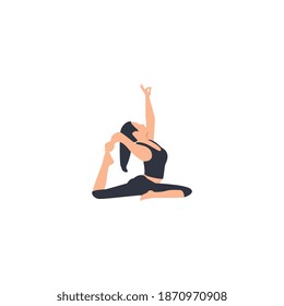 Female yoga. Vector illustration of beautiful cartoon woman