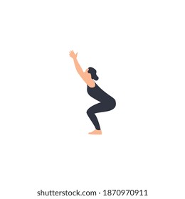 Female yoga. Vector illustration of beautiful cartoon woman
