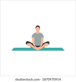 Female yoga. Vector illustration of beautiful cartoon woman