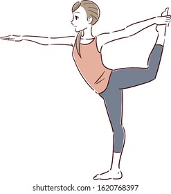 Female yoga vector illustration. Healthy lifestyle.