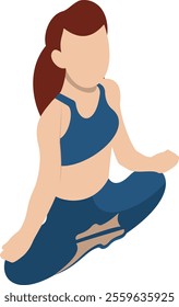 Female Yogi isometric concept, Lotus position or Padmasana vector icon design, beauty personal care symbol, cosmetic dermatology sign, body aesthetics stock illustration