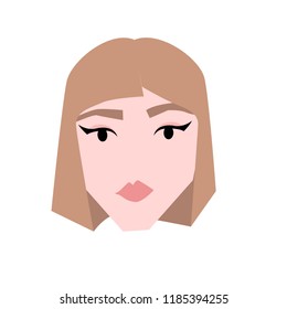 female young european face simple illustration. young woman with make up, simple illustration of face